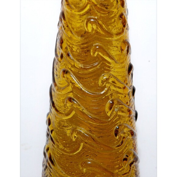 Vintage Empoli Amber Wave Genie Bottle Decanter Italy Mid Century Modern Glass - Picture 4 of 10